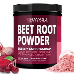 HAVASU Nutrition Organic Beet Root Powder bottle for easy energy support