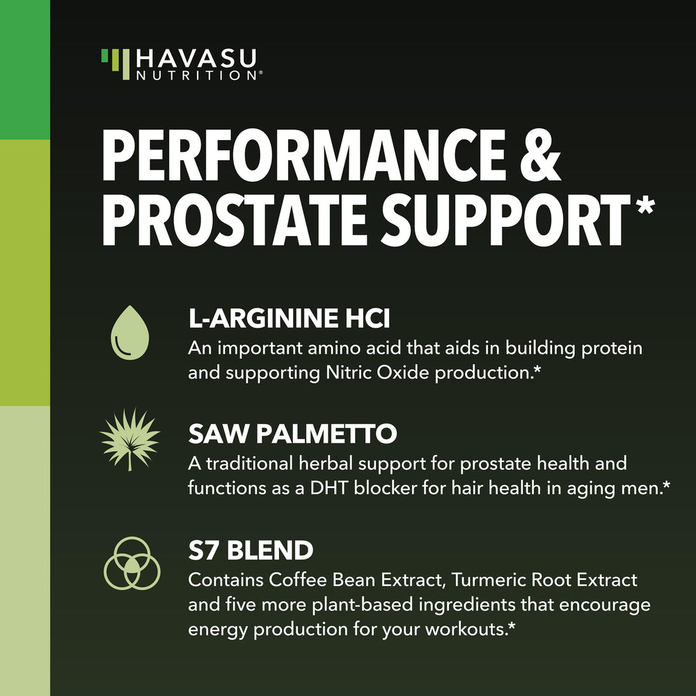 Havasu Nutrition label focusing on prostate health formula for normal urinary flow support
