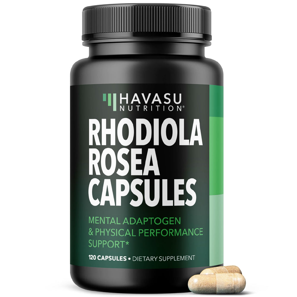 HAVASU NUTRITION Rhodiola Rosea bottle front view for daily focus support
