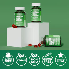 HAVASU NUTRITION Rhodiola Gummies roots illustration emphasizes plant source.