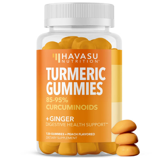 HAVASU NUTRITION turmeric gummies peach bottle for convenient digestive support
