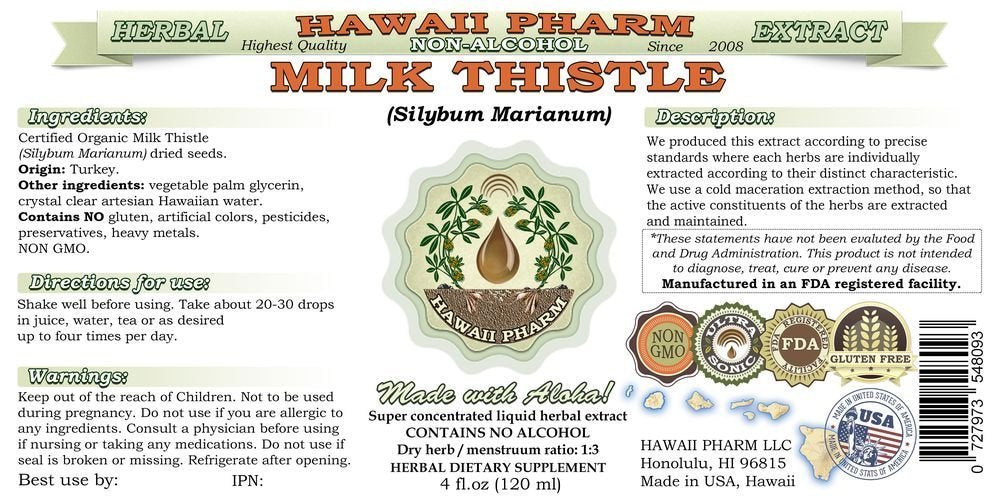 Hawaii Pharm Milk Thistle liquid extract drops for fast absorption.