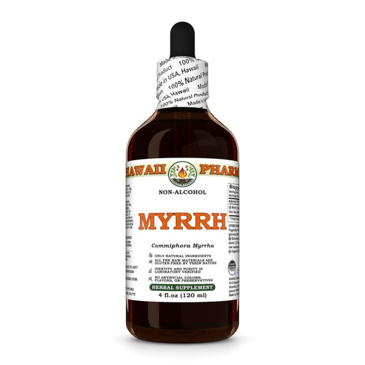 Hawaii Pharm Myrrh bottle pour for easy daily dosing in a natural glycerite