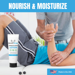 HawkGrips unscented massage lotion applied, skin-friendly formula nourishes without irritation.