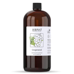 HBNO Grapeseed Oil bottle 32 oz in premium packaging.