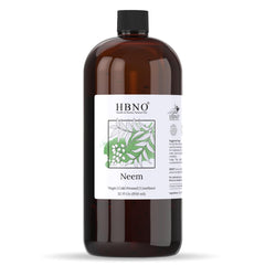 HBNO Neem Oil 32oz bottle highlights premium packaging for skincare and haircare.