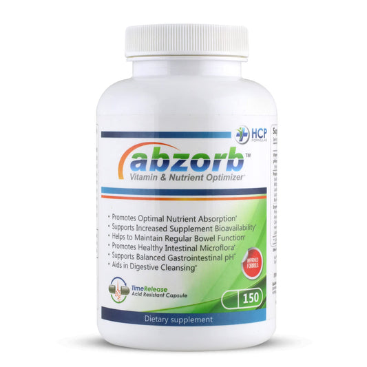 HCP Formulas Abzorb bottle front supports gut health and daily digestion