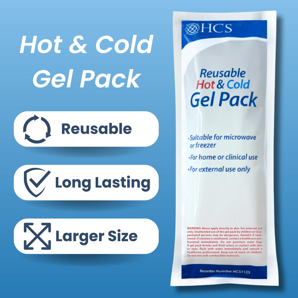 HCS gel packs frozen for cold therapy to reduce swelling and inflammation.