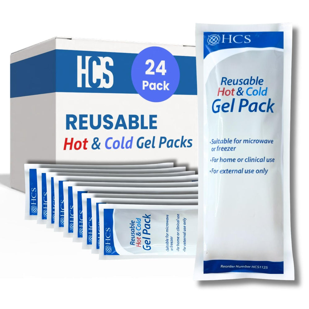 HCS Bulk Gel Ice Pack ready for warm therapy after exercise and muscle tension.