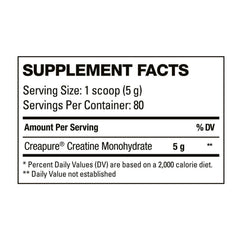 HD MUSCLE CreaHD Creapure powder tub emphasizes purity and high-quality ingredients.