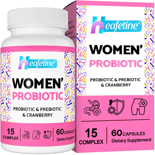 Heafetine Vaginal Probiotics capsules bottle front offering 300B CFUs for women's health