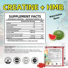 HEALOADING creatine and HMB gummies label close-up showing precise dosing