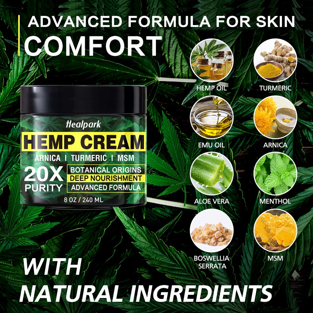 Healpark Hemp Cream bottle pour showing smooth application