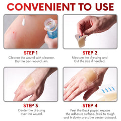 Healqu hydrocolloid patches stacked in sterile sachets for convenience.