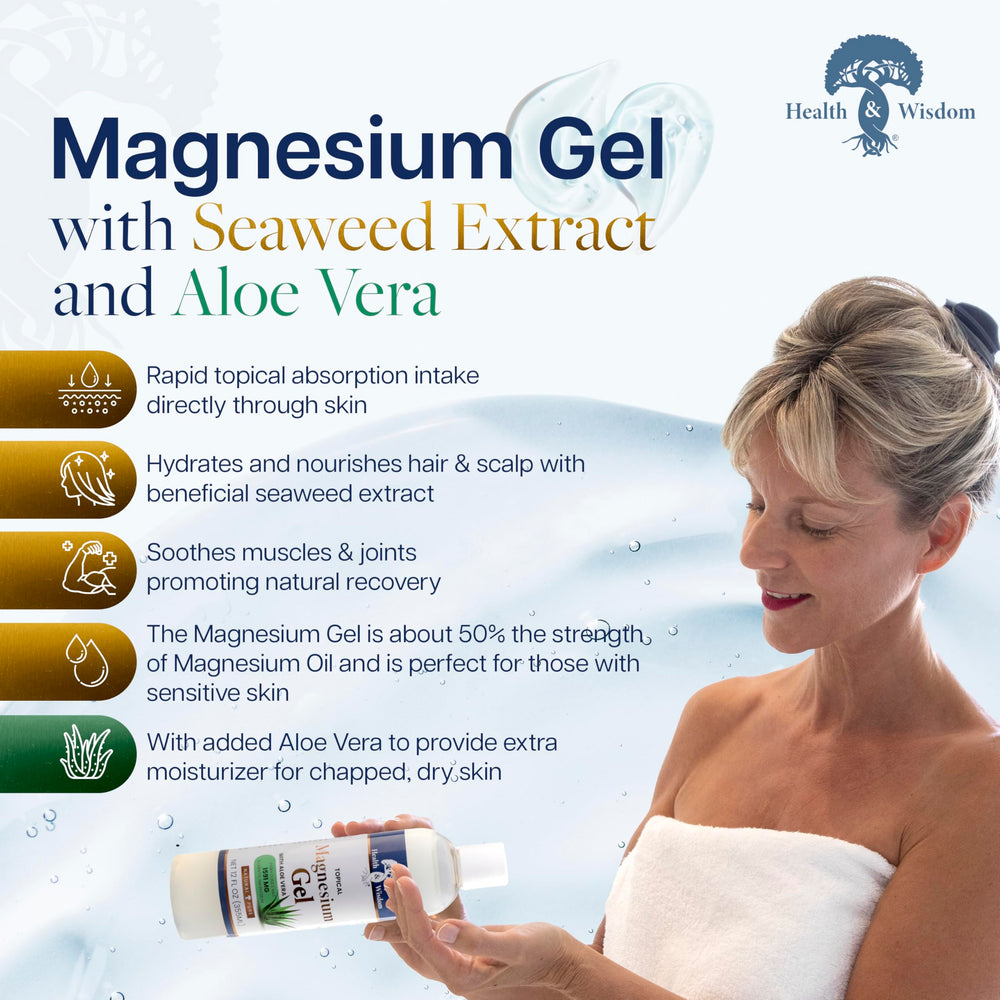 Health and Wisdom magnesium gel aloe vera application supports smooth skin