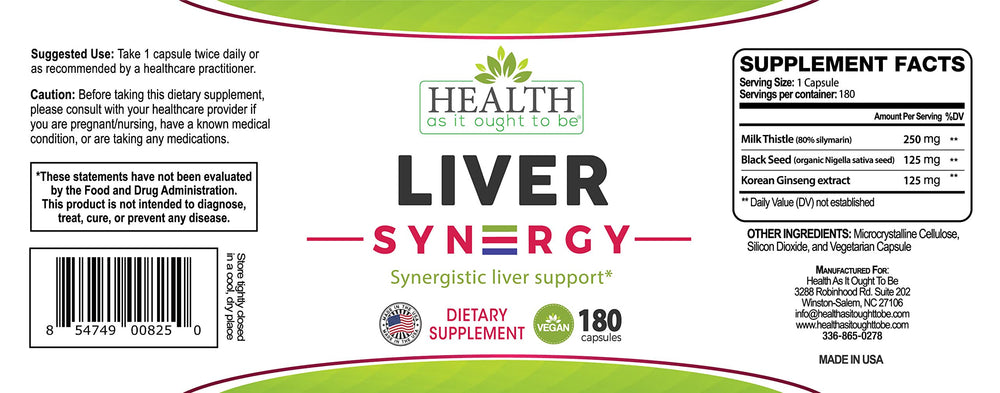 Health As It Ought To Be Liver Syn3rgy milk thistle highlight with silymarin antioxidants.