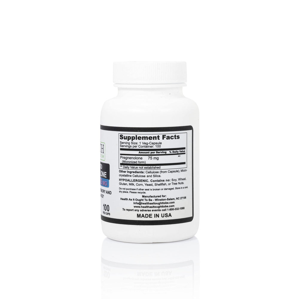Health As It Ought To Be pregnenolone micronized powder closeup for better absorption.