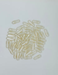 Close-up of Health Bloom capsules, ideal for filling with powders