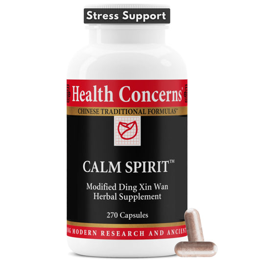 Health Concerns Calm Spirit bottle pour promotes a soothing mood during daily routines.