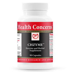 Health Concerns Chzyme bottle front view showing digestive comfort in daily routine.