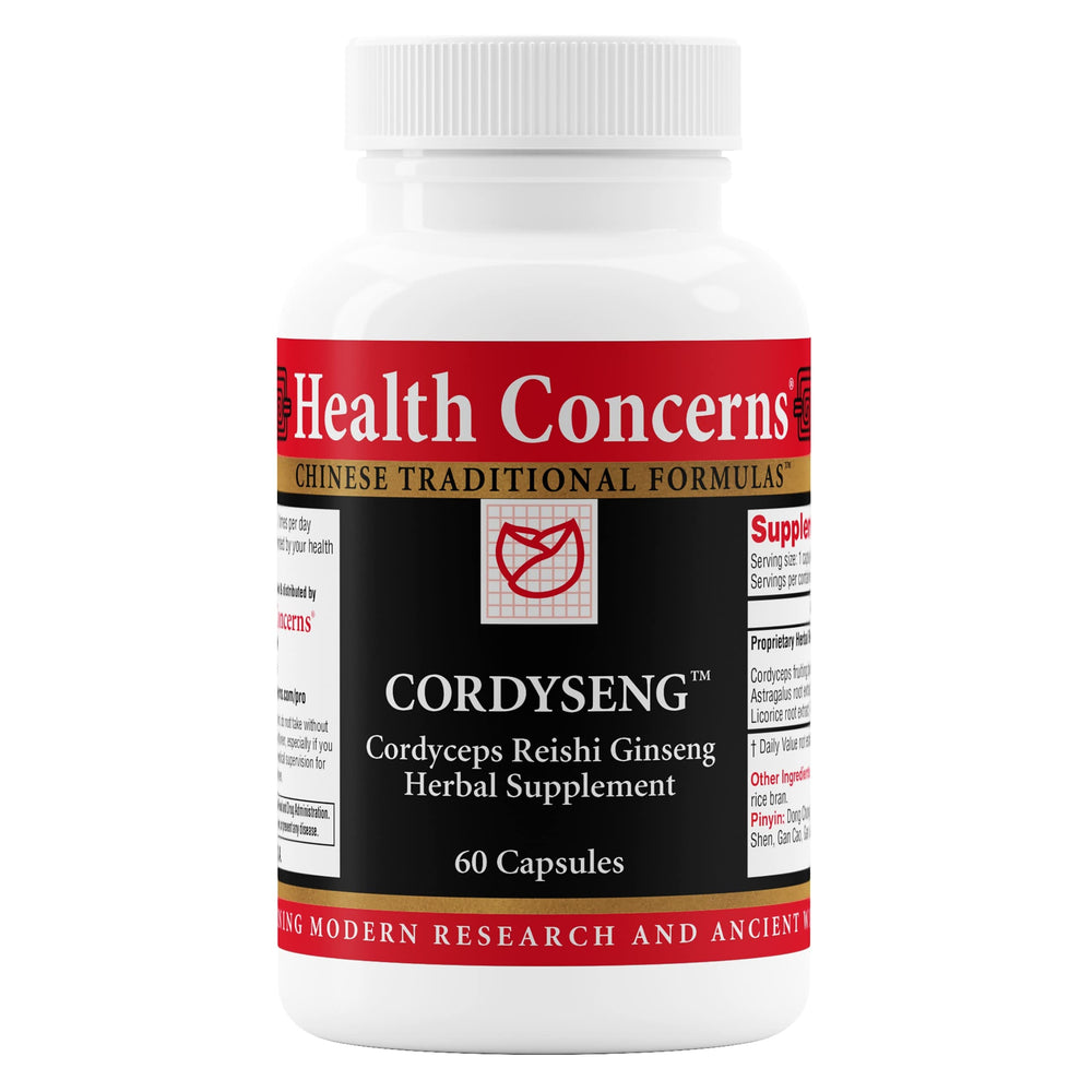 Health Concerns CordySeng bottle front with 60 capsules for daily immune support