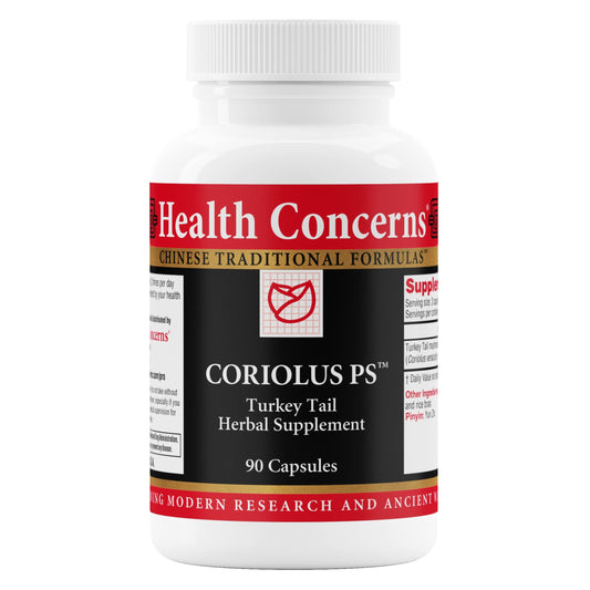 Health Concerns Coriolus PS bottle front displaying label and capsules