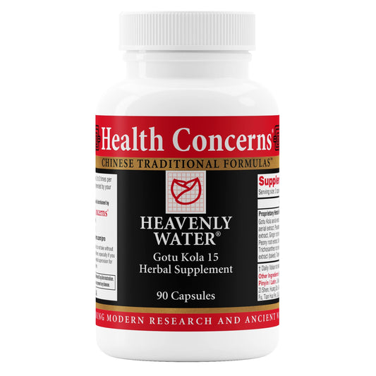 Health Concerns Heavenly Water bottle front highlights herbal balance support