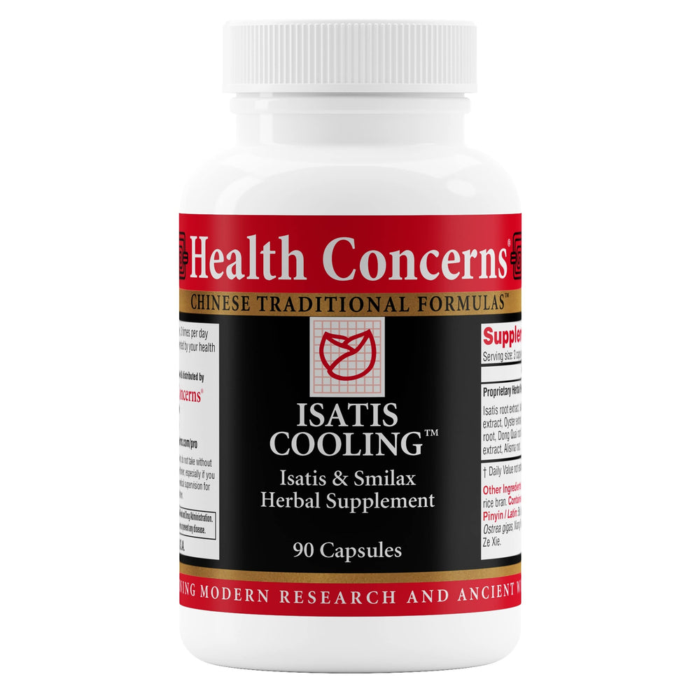 Health Concerns Isatis Cooling bottle front view supports gut health and gentle detox.