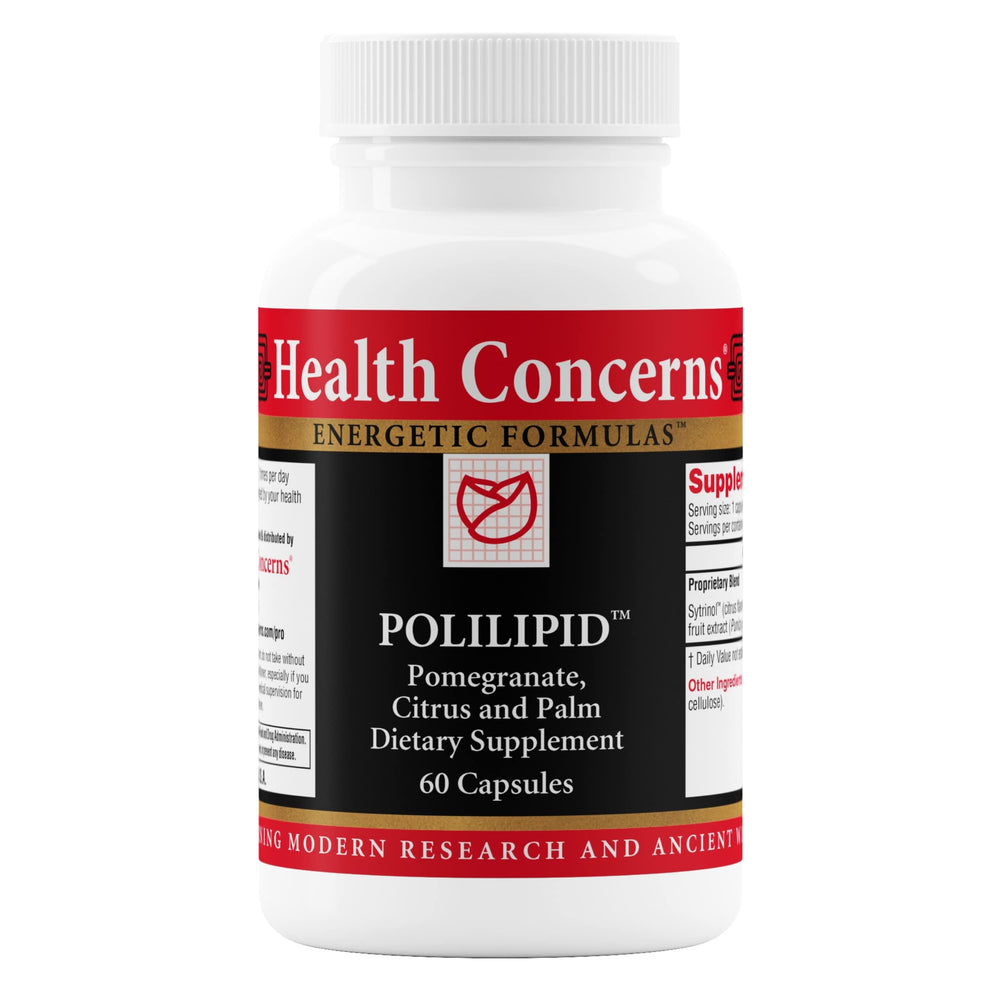 Health Concerns Polilipid bottle front showing heart-friendly capsules for daily wellness