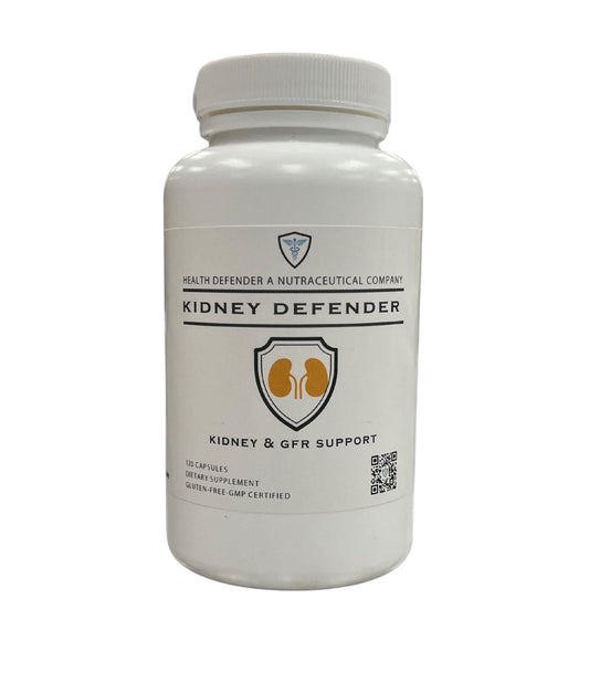 Health Defender Kidney Defender bottle pour shows easy daily dosage for kidney support.
