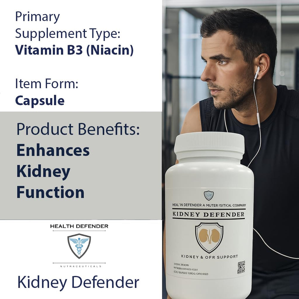 Health Defender Kidney Defender ingredients blend showcases natural components for kidney wellness.