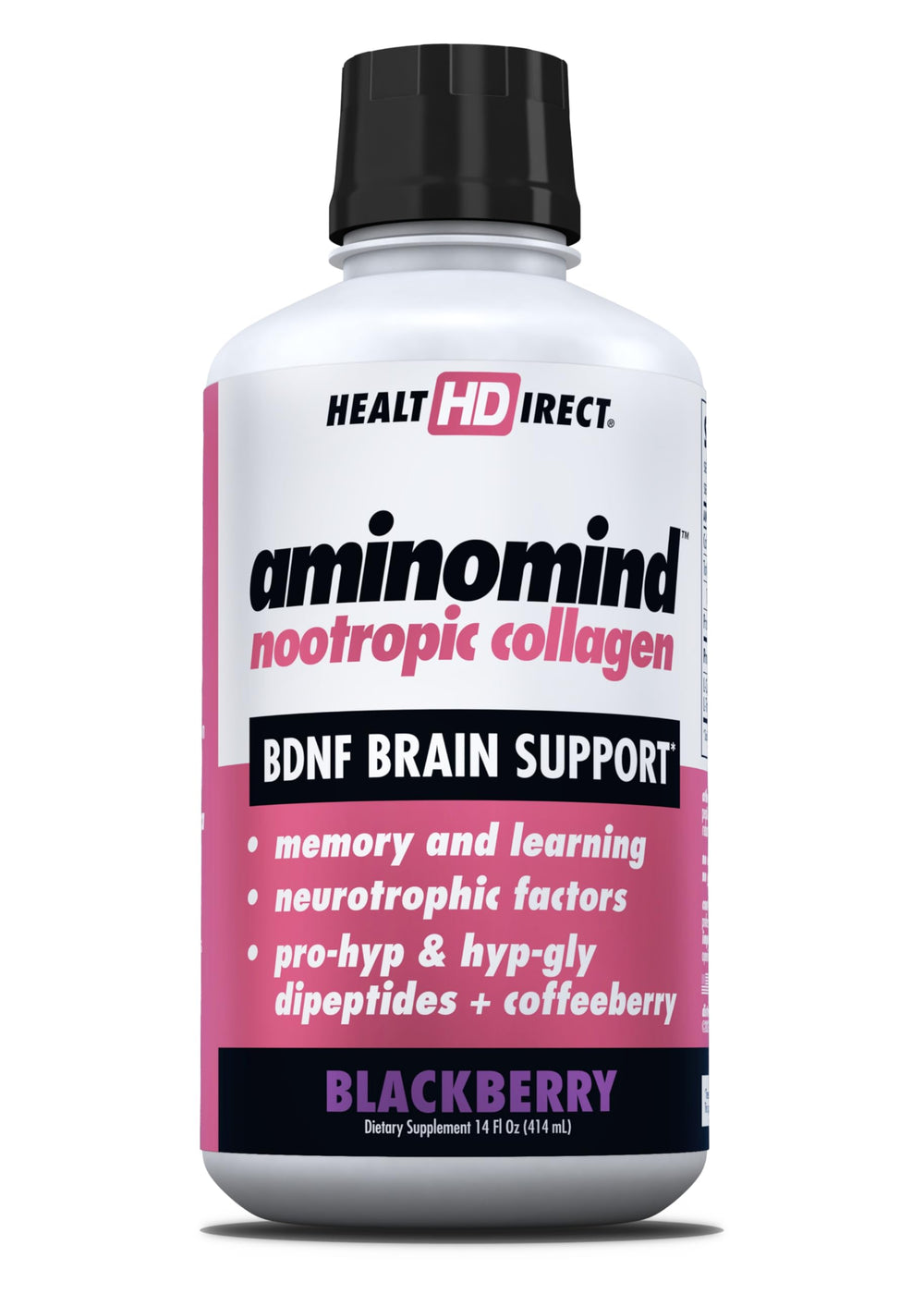 Health Direct AminoMind bottle close-up for daily brain health support.
