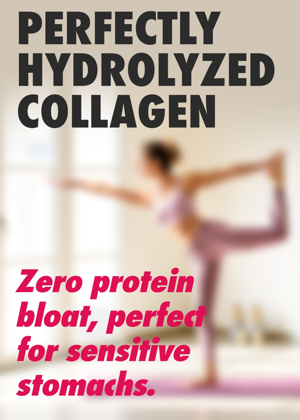 Label closeup highlights sugar-free, dairy-free formula for clean daily supplementation.