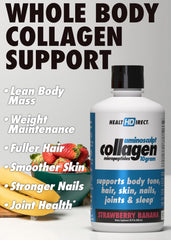 Health Direct AminoSculpt liquid collagen glass pour demonstrates convenient daily use