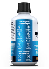 Health Direct AminoSculpt orange cream liquid collagen bottle shows clear dosing cues.