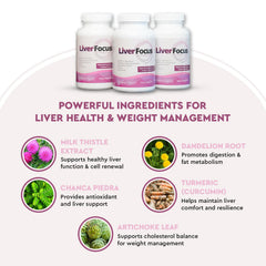 Health Focused JJ Smith Liver Focus label highlights milk thistle and turmeric benefits.