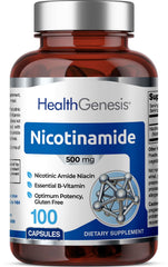 Health Genesis Nicotinamide bottle front view supports daily skin health
