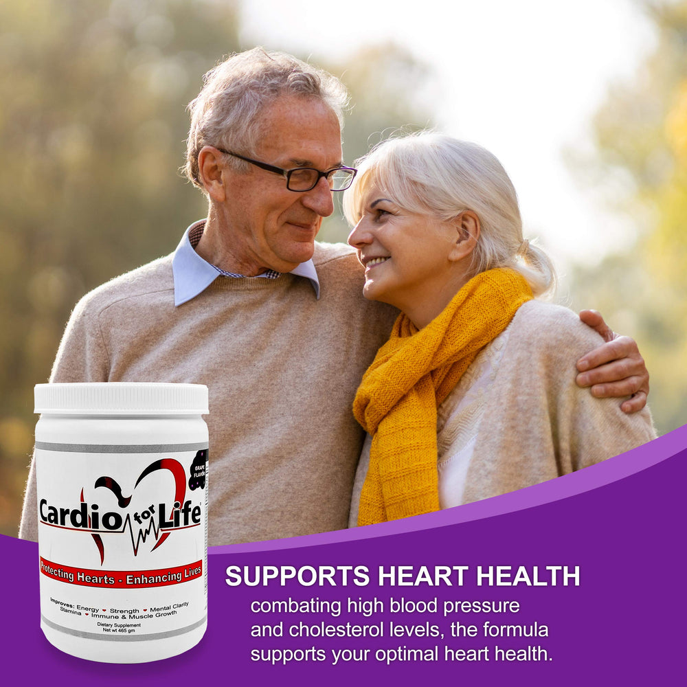 Health Guardian CardioForLife grape flavor label close-up on jar.