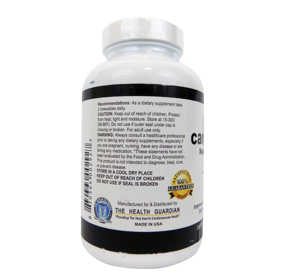 Health Guardian CardioForLife ingredient list featuring Omega-3 and CoQ10