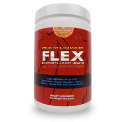 Health Guardian Flex Orange Powder bottle highlights citrus-flavored joint support for everyday comfort.