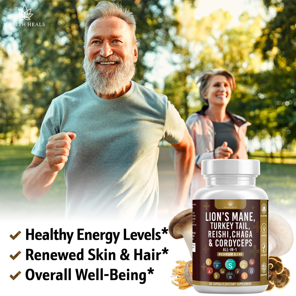 Health Heals Cordyceps bottle image showcases endurance support for active routines.