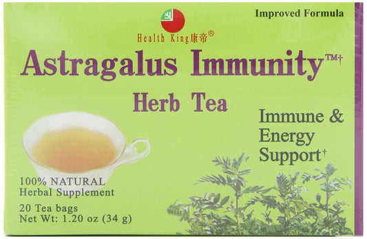 Health King Astragalus Immunity Tea teabags for hot or iced brews.
