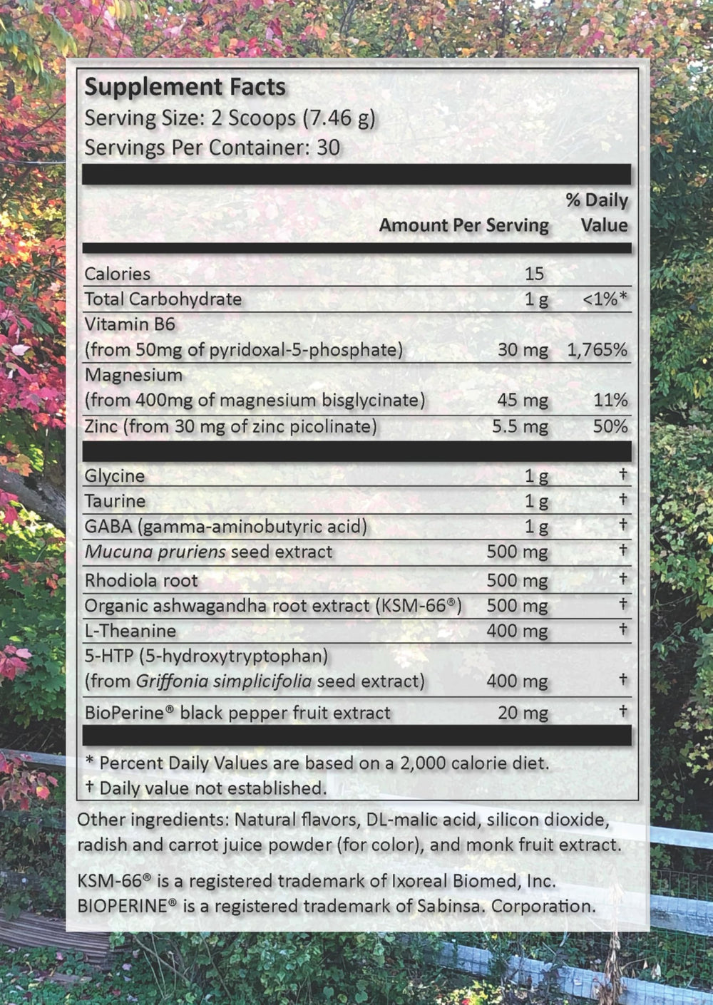 Health Smart Products In The Mood glycine-l-theanine closeup suggesting relaxed focus.