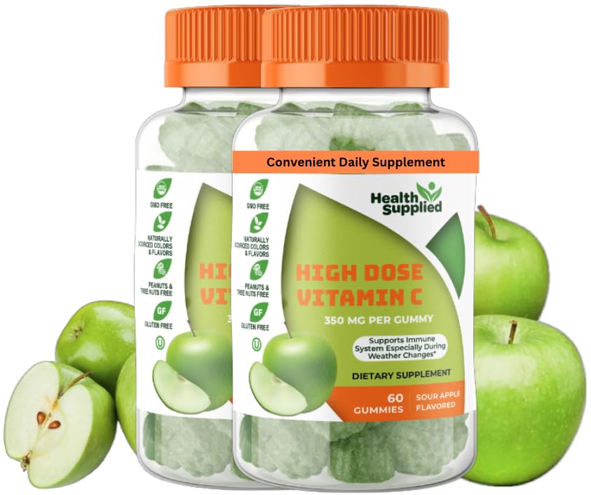 Health Supplied Sour Apple Gummies bottle offering delicious immune support for daily wellness.