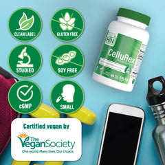 Cellurex label highlights vegan and non-GMO formulation.