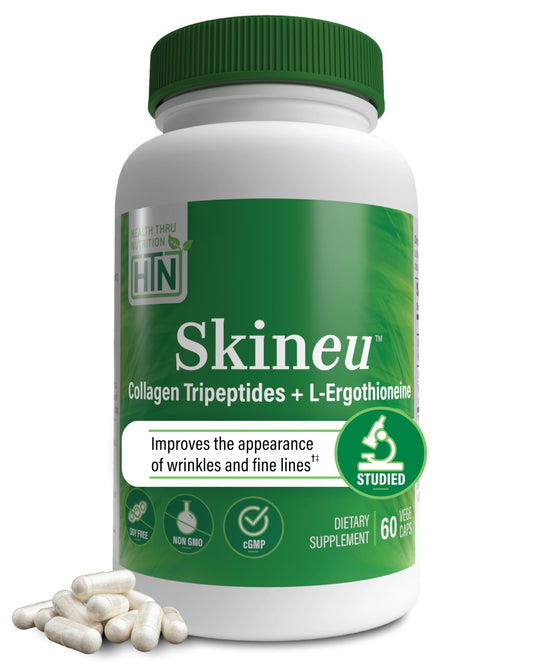 Health Thru Nutrition Skineu Morikol marine collagen bottle showing potential hydration support