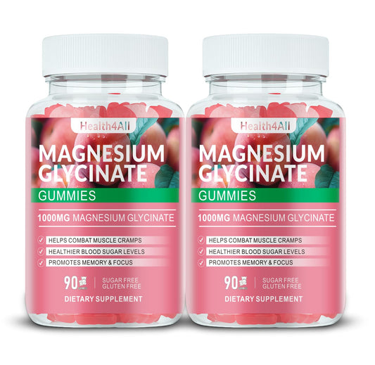Health4All Magnesium Glycinate Gummies bottle promoting relaxation and sleep support