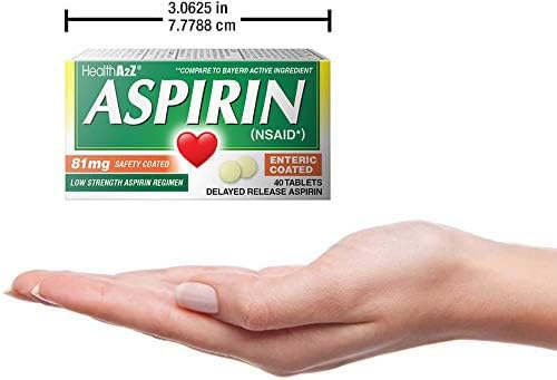 HealthA2Z Aspirin 81mg 40-count pack showcases compact daily-dose packaging.