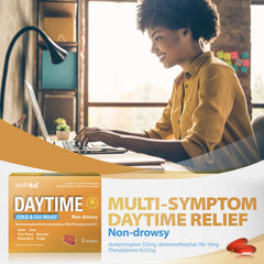 HealthA2Z Daytime sore throat softgels image suggesting portable relief