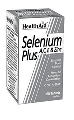 HealthAid Selenium Plus ingredients panel close-up reveals nutrient details.